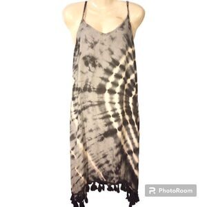 Tie dye Swimsuit cover with tassel hem